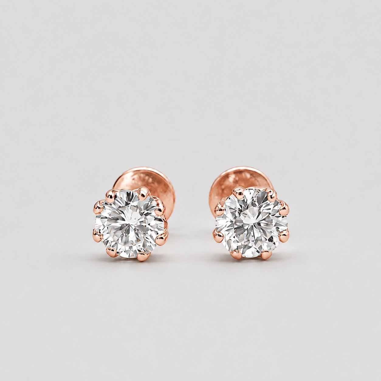 2 Ct. Lab-Grown Diamond Round Cut Solitaire Studs Earrings (EF-VS)