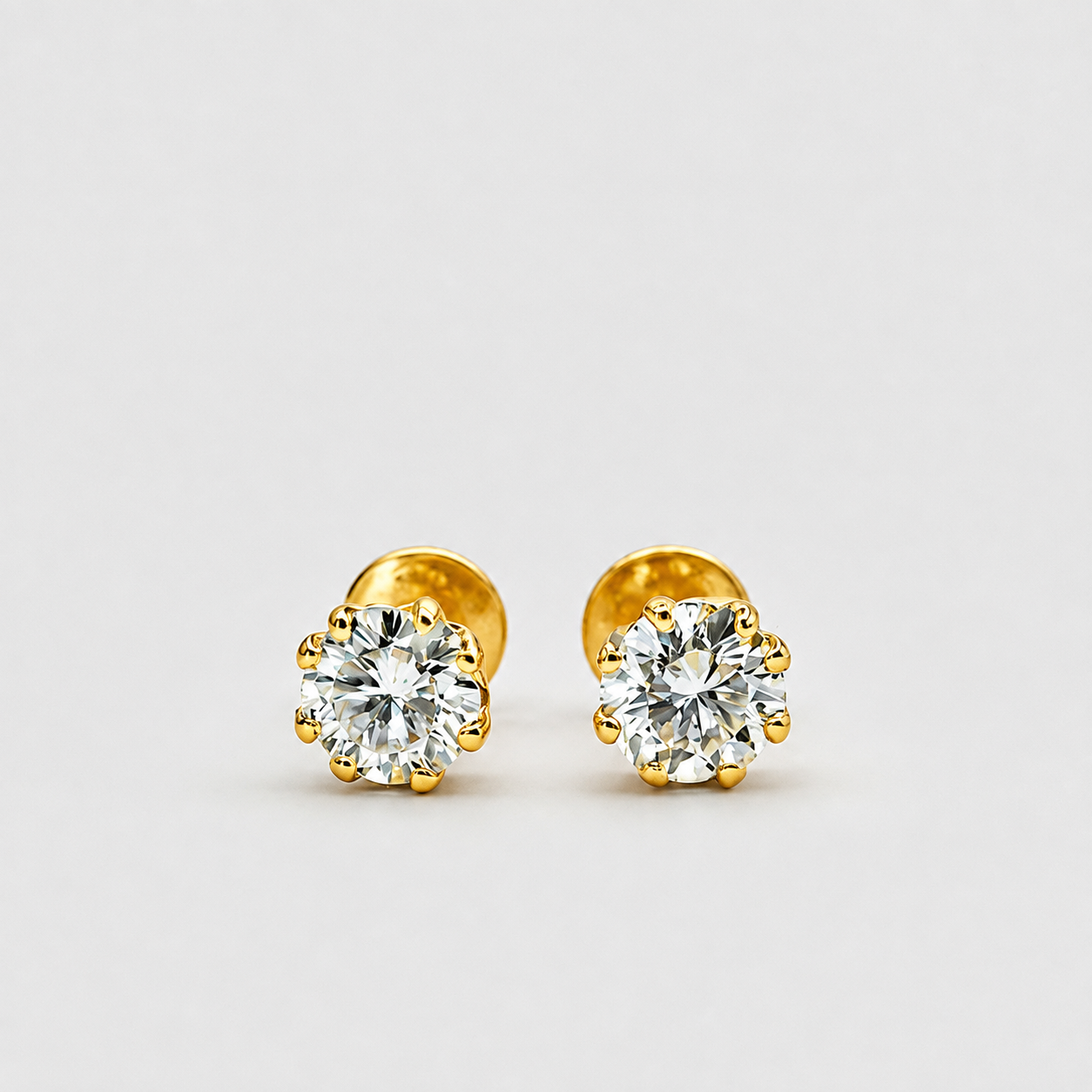 2 Ct. Lab-Grown Diamond Round Cut Solitaire Studs Earrings (EF-VS)