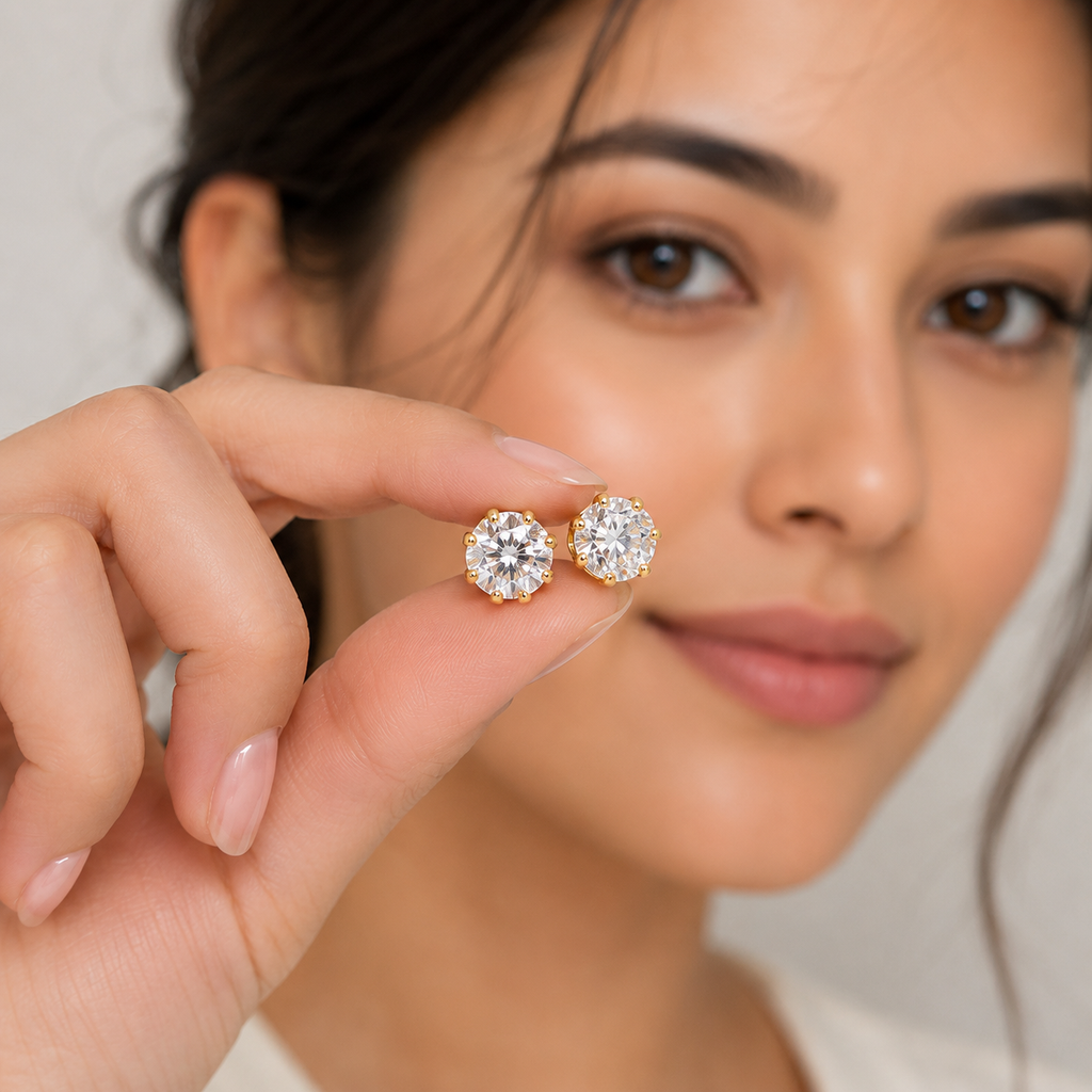 2 Ct. Lab-Grown Diamond Round Cut Solitaire Studs Earrings (EF-VS)