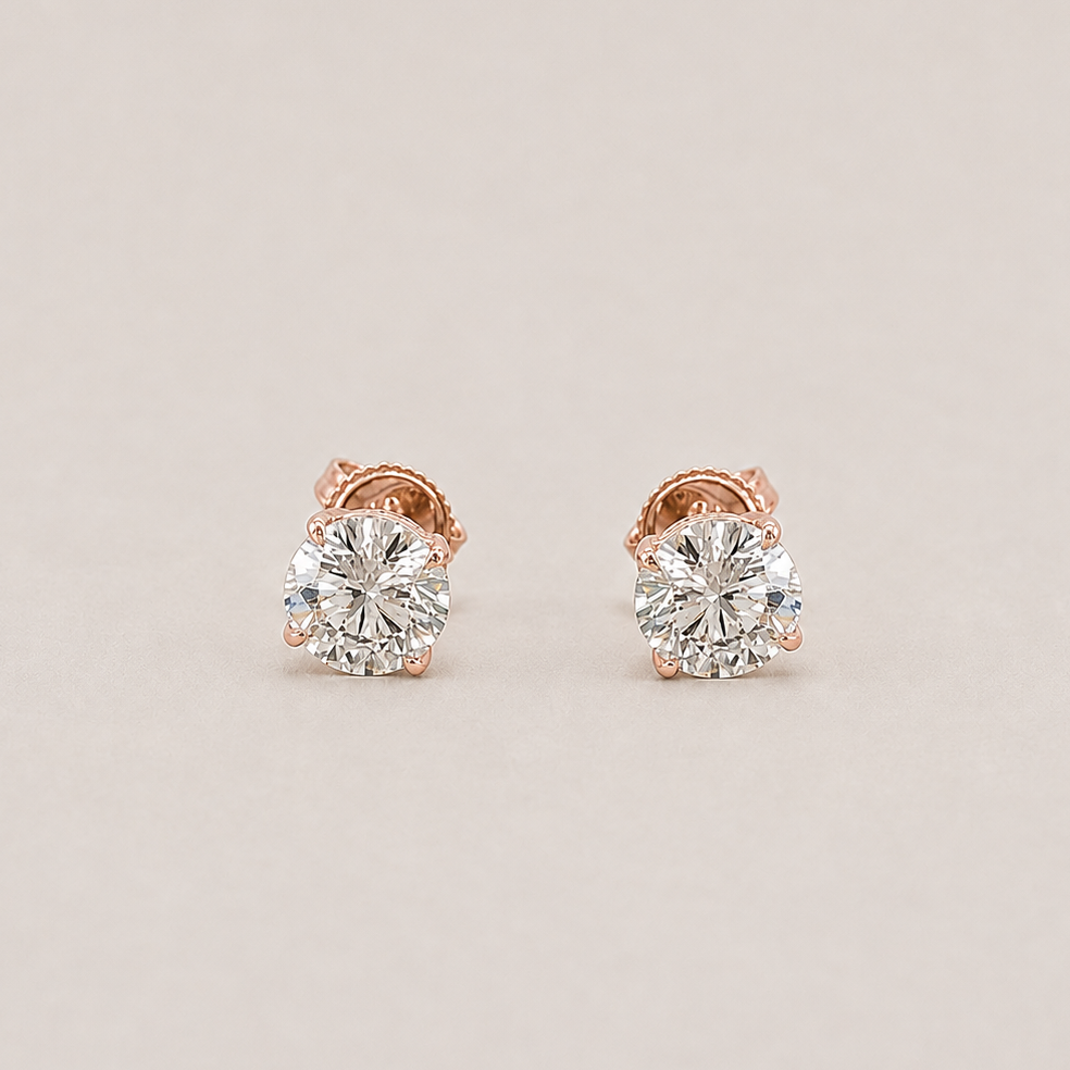 1 Ct. Lab Grown Diamond Stud Earrings Round Cut (VS-EF)