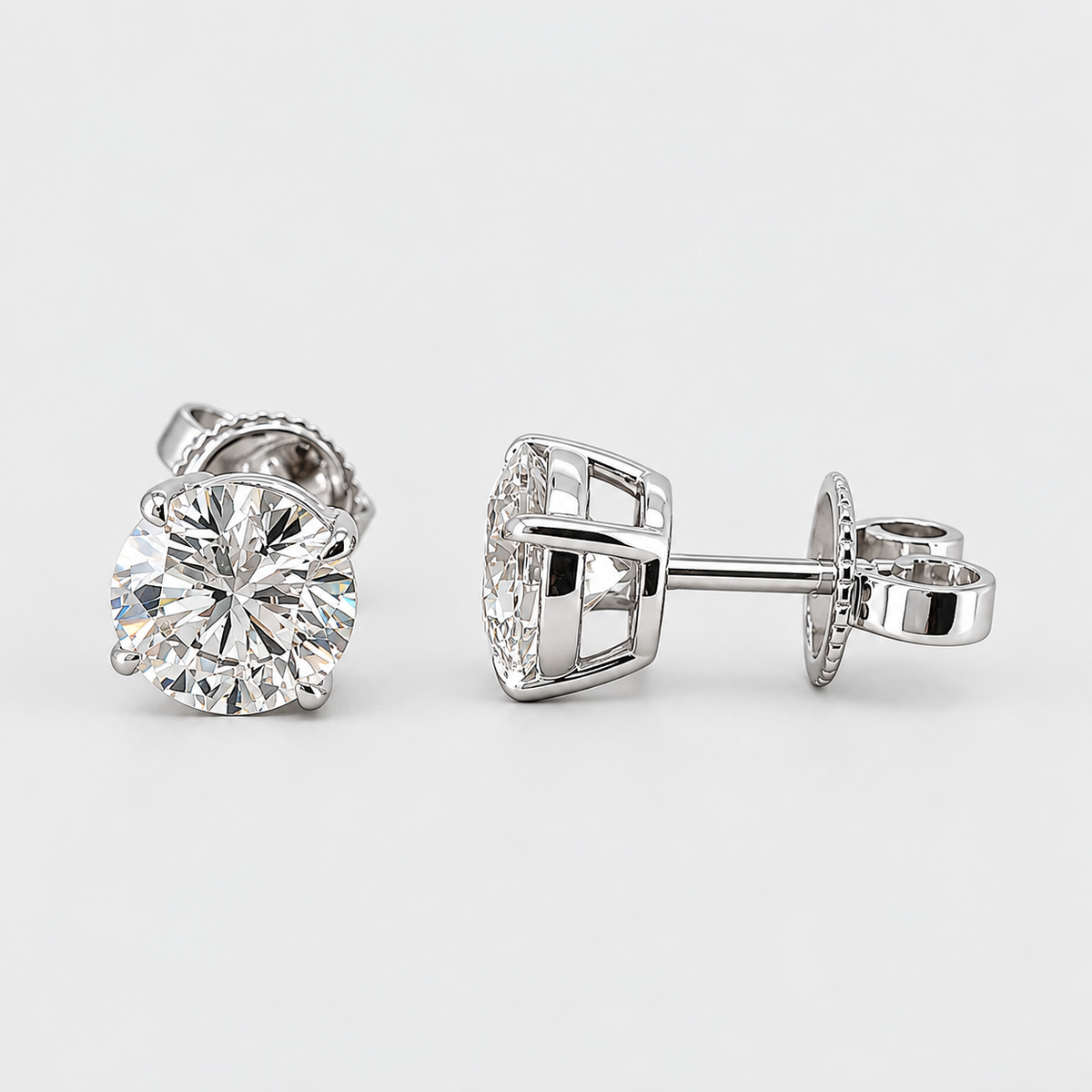 1 Ct. Lab Grown Diamond Round Cut Stud Earrings (EF/VVS-VS)