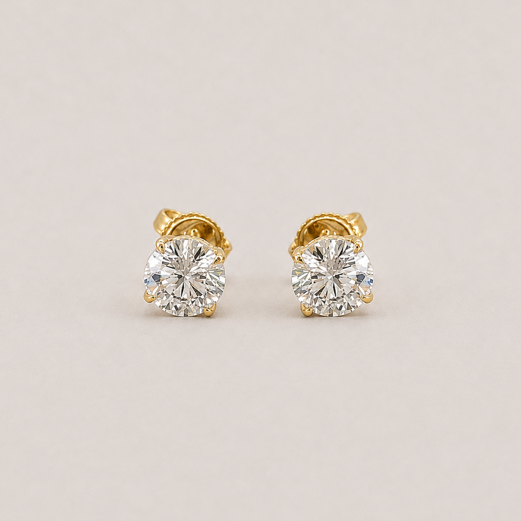 1 Ct. Lab Grown Diamond Stud Earrings Round Cut (VS-EF)