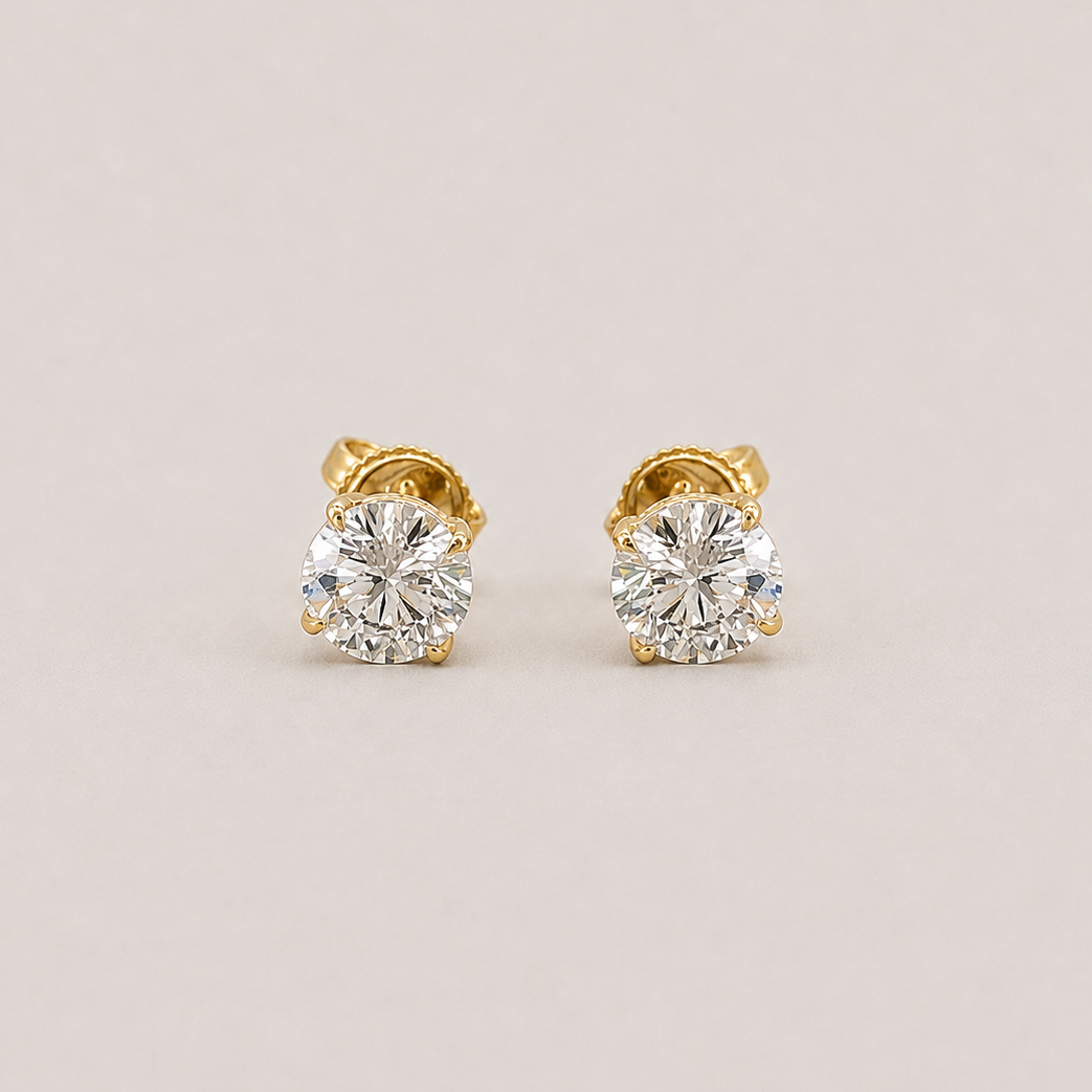 1 Ct. Lab Grown Diamond Stud Earrings Round Cut (VS-EF)