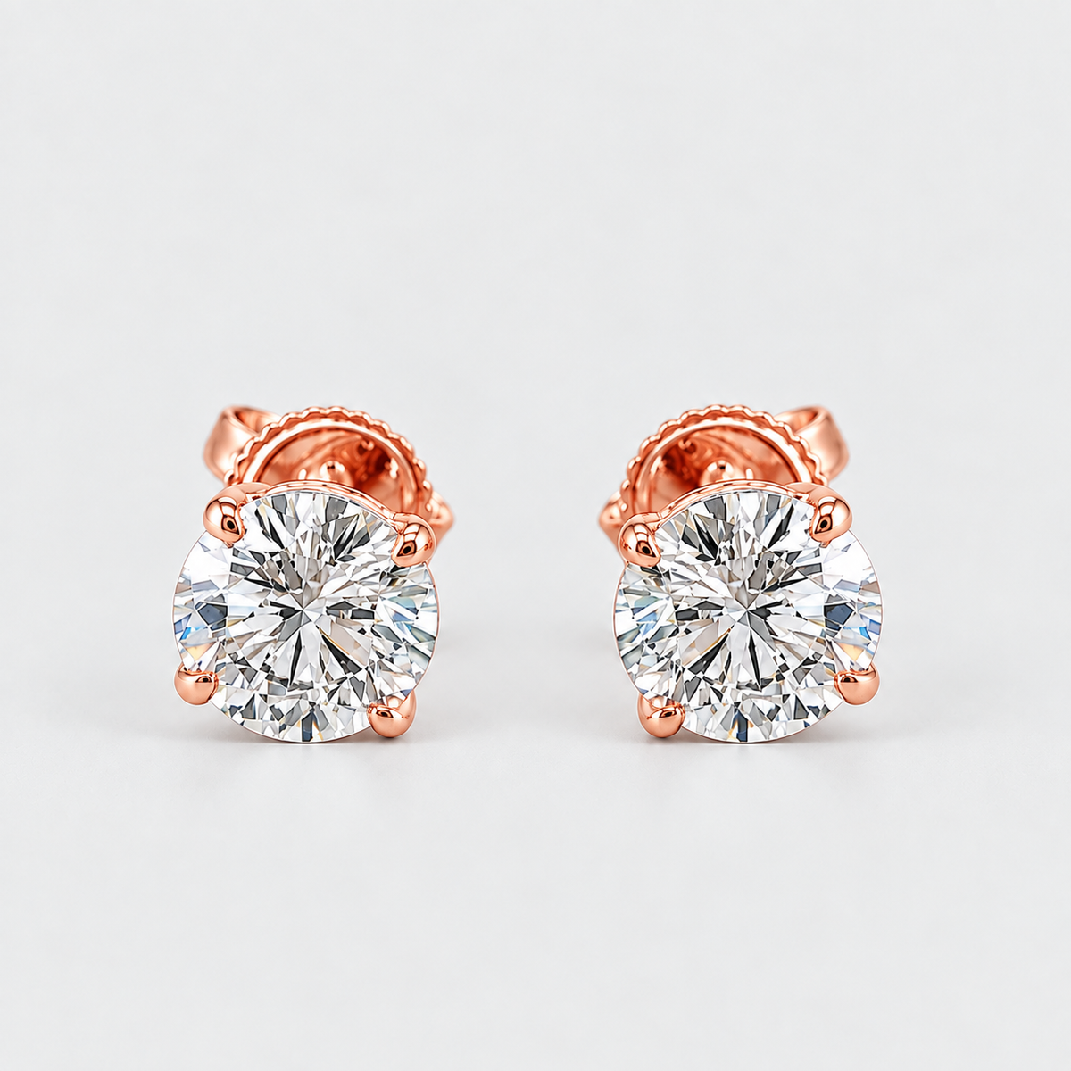 1 Ct. Lab Grown Diamond Round Cut Stud Earrings (EF/VVS-VS)