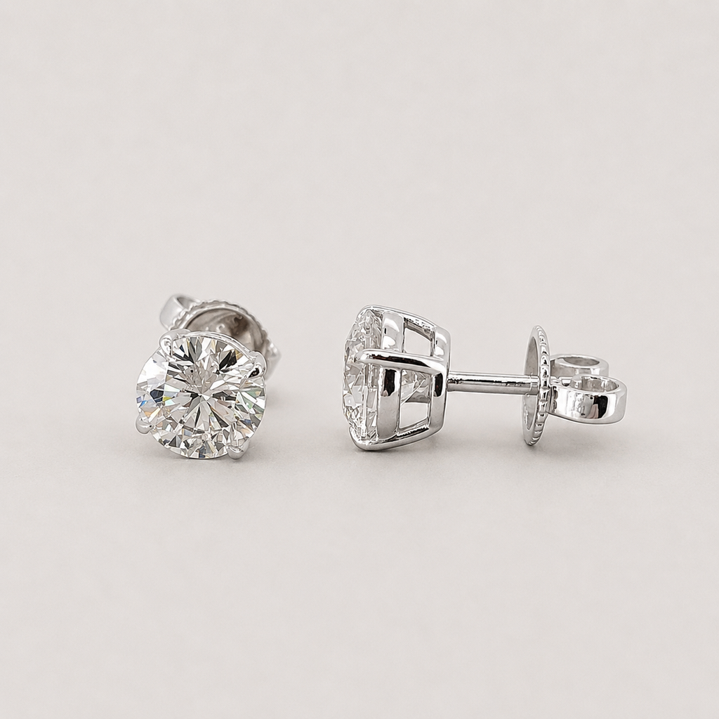 1 Ct. Lab Grown Diamond Stud Earrings Round Cut (VS-EF)