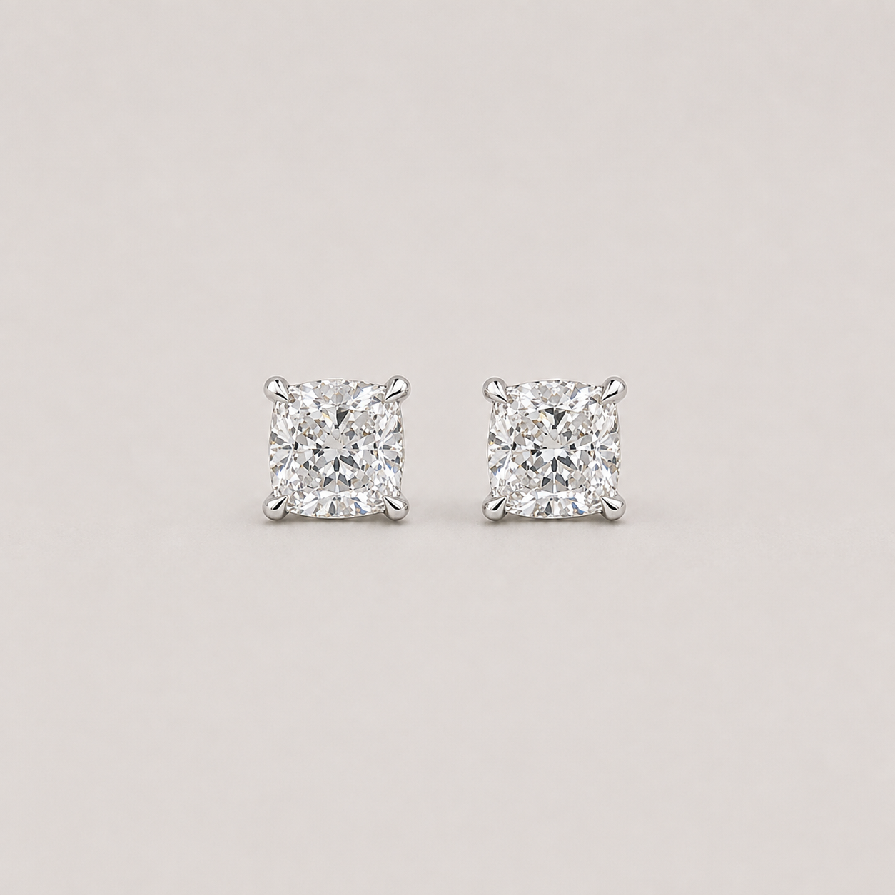 1 Ct. Lab Grown Diamond Cushion Cut Stud Earrings (VS-EF)