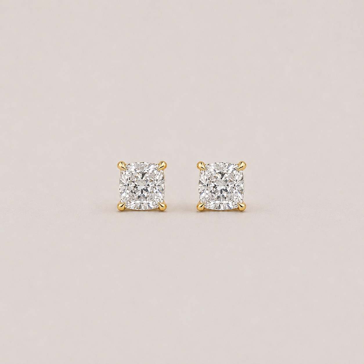 1 Ct. Lab Grown Diamond Cushion Cut Stud Earrings (VS-EF)