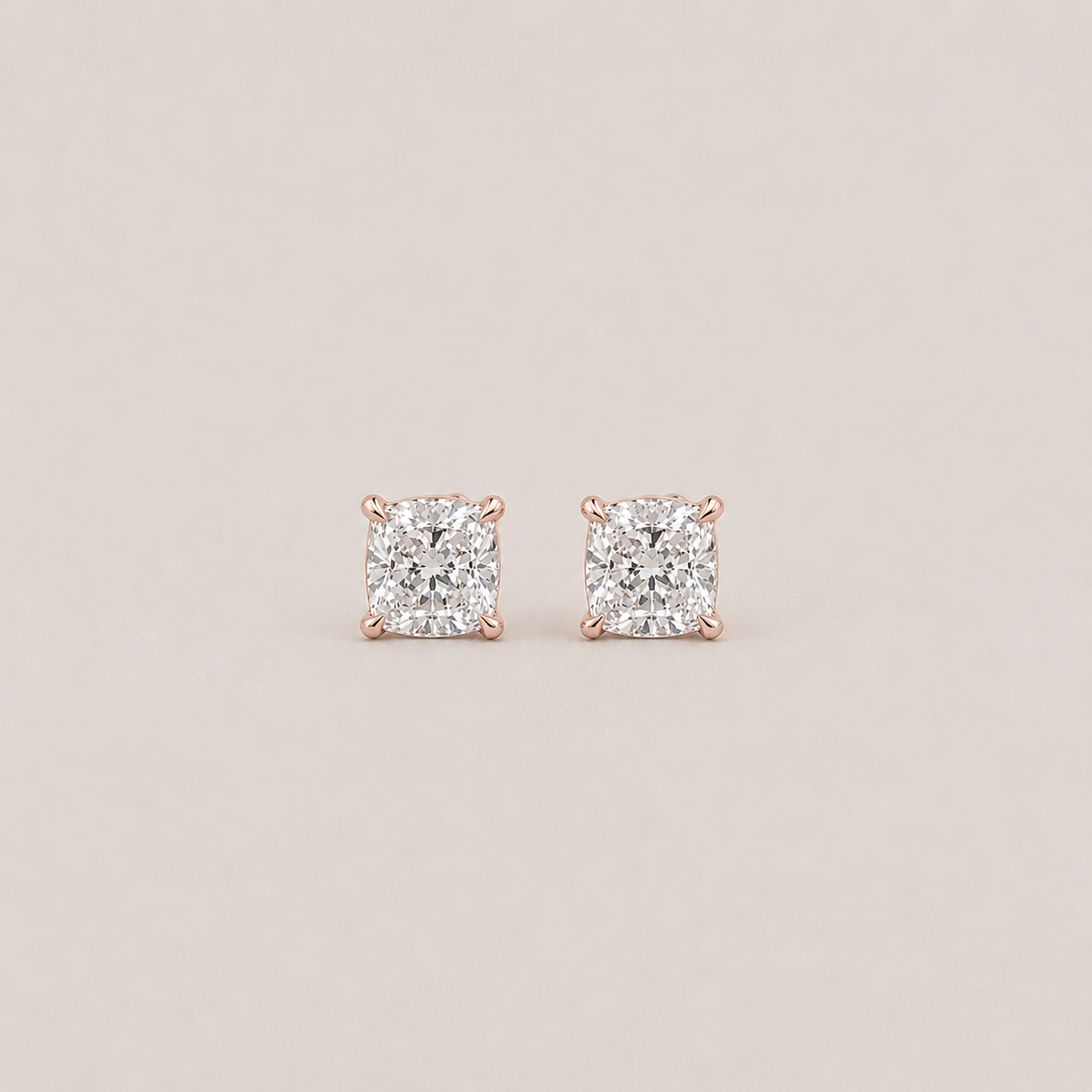 1 Ct. Lab Grown Diamond Cushion Cut Stud Earrings (VS-EF)