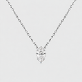 A silver-tone chain necklace with a single marquise-cut diamond pendant, shown against a light gray background.