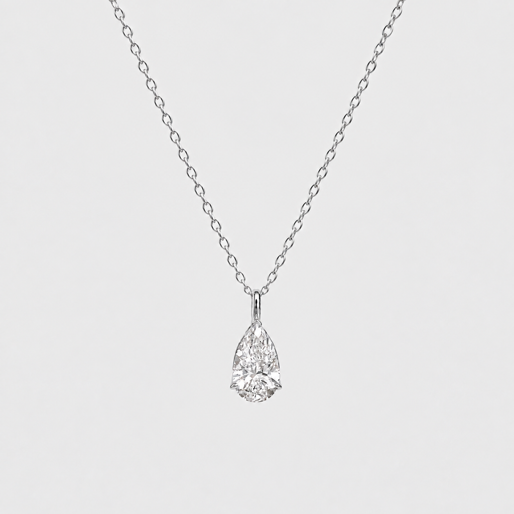 1 Ct. Lab Grown Diamond Pear Solitaire Pendent Necklace (VS-EF)