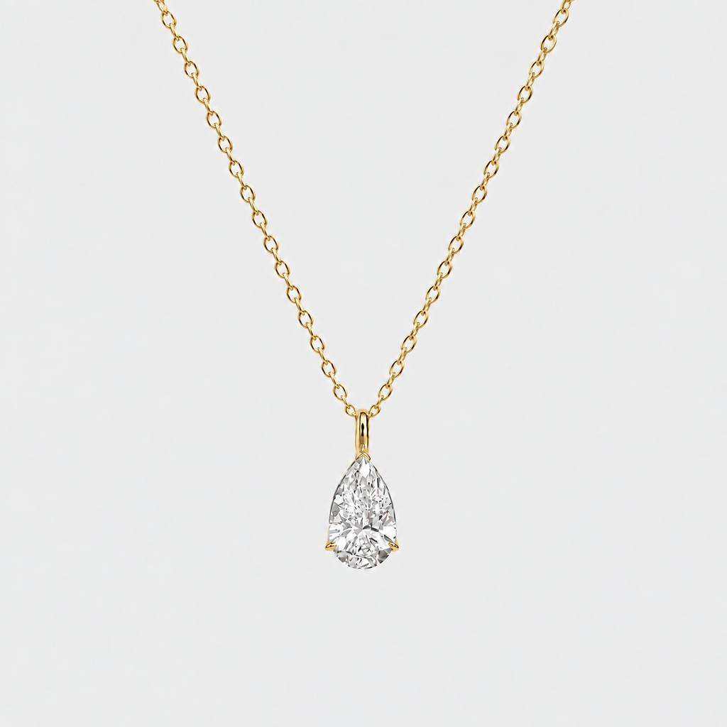 1 Ct. Lab Grown Diamond Pear Solitaire Pendent Necklace (VS-EF)