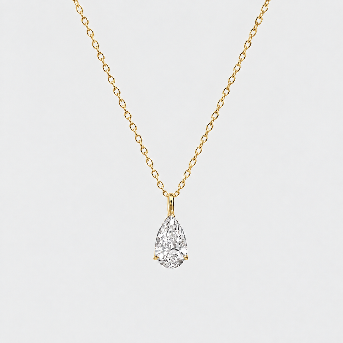 1 Ct. Lab Grown Diamond Pear Solitaire Pendent Necklace (VS-EF)