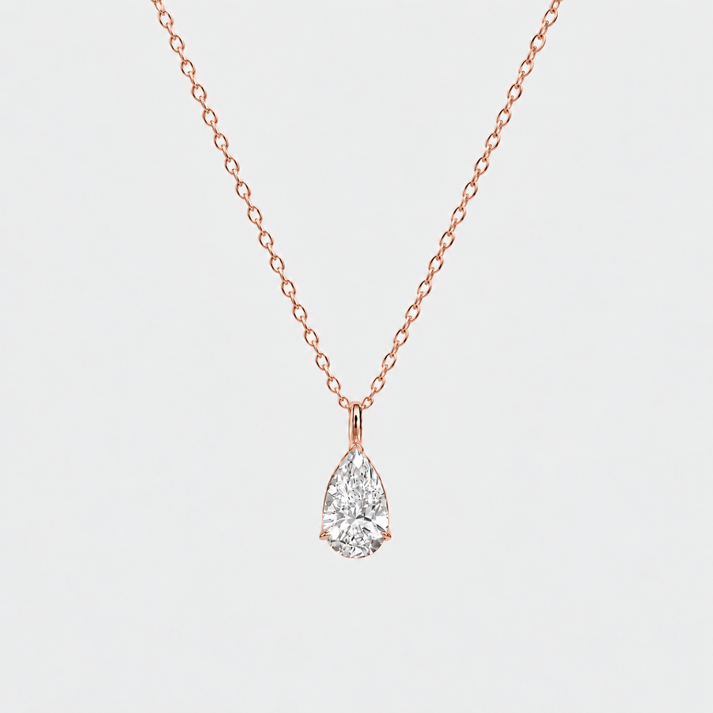 1 Ct. Lab Grown Diamond Pear Solitaire Pendent Necklace (VS-EF)