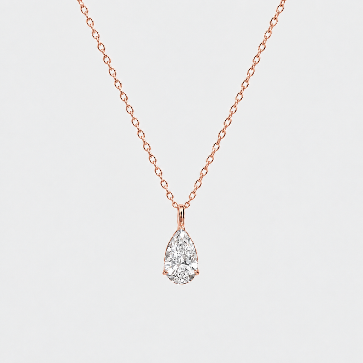 1 Ct. Lab Grown Diamond Pear Solitaire Pendent Necklace (VS-EF)