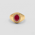 3.30 Ct. Lab-Grown Diamond & Oval Cut Ruby Halo Men Ring