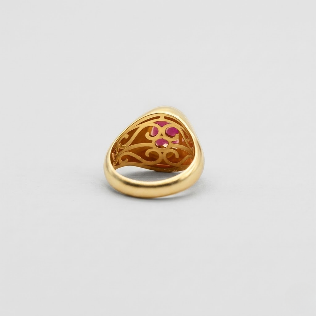 3.30 Ct. Lab-Grown Diamond & Oval Cut Ruby Halo Men Ring