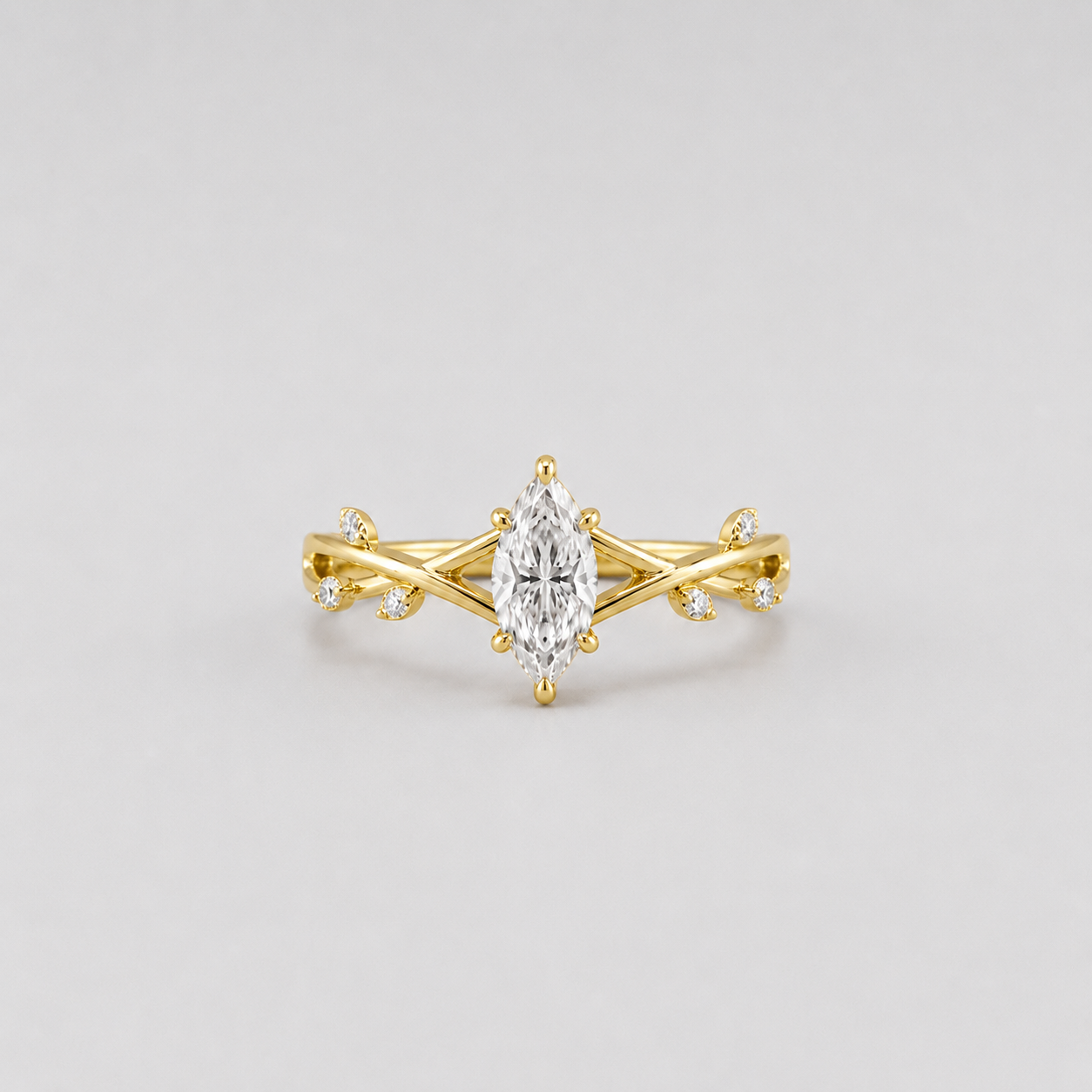 1.30 Ct. Marquise Cut Lab Grown Diamond Solitaire With Accents Ring (VS-EF)