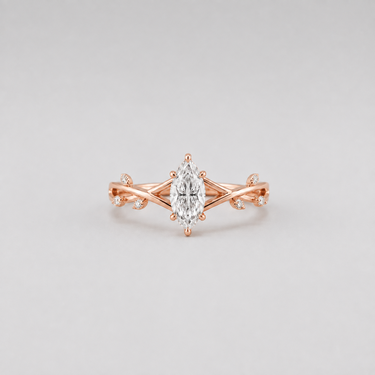 1.30 Ct. Marquise Cut Lab Grown Diamond Solitaire With Accents Ring (VS-EF)