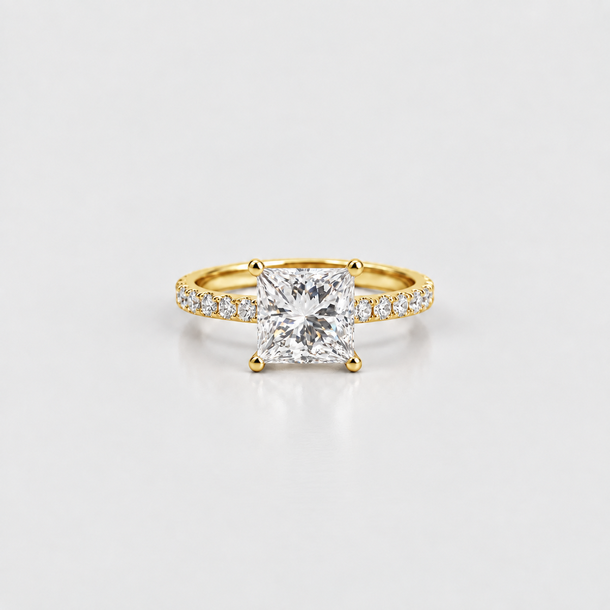 1.3 Ct. Princess Cut Lab Grown Diamond Solitaire with Accents Ring (VS-EF)