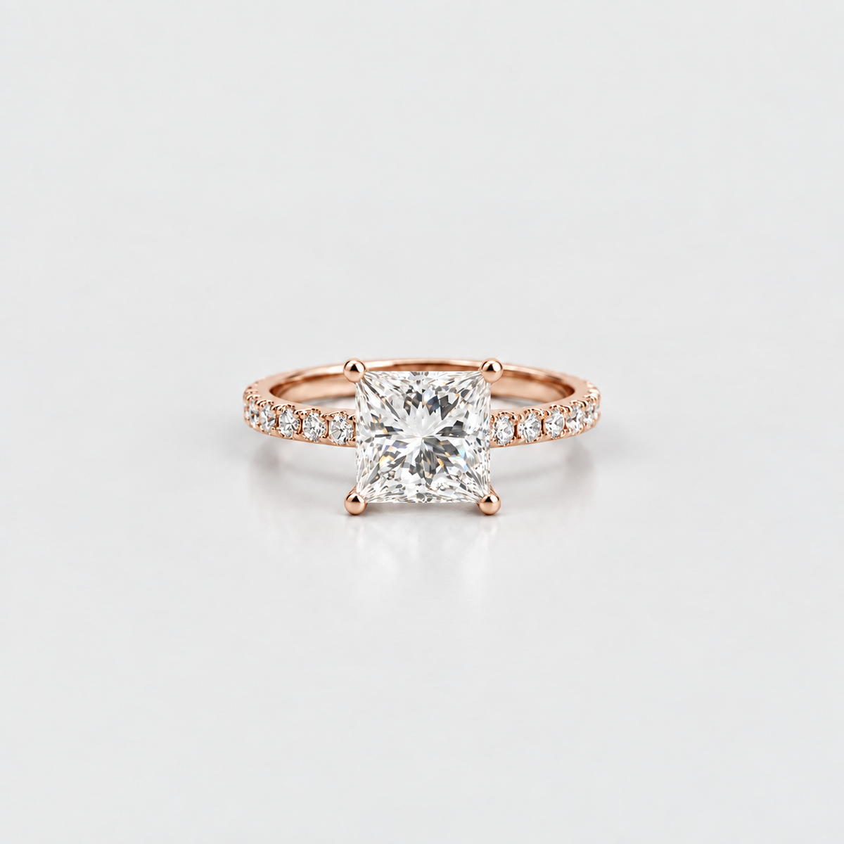 1.3 Ct. Princess Cut Lab Grown Diamond Solitaire with Accents Ring (VS-EF)