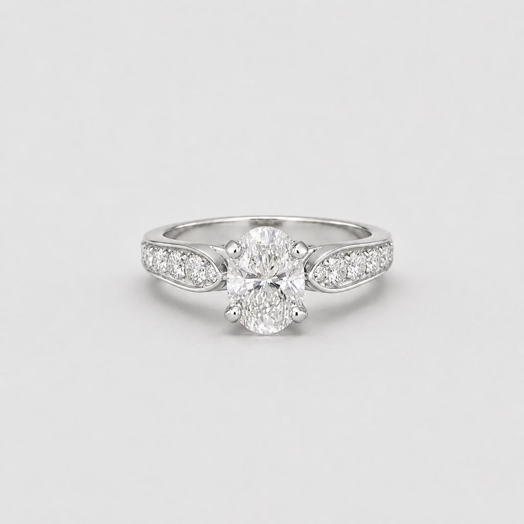 1.50 Ct. Lab-Grown Diamond Oval Cut Solitaire With Accent Ring (VS-EF)