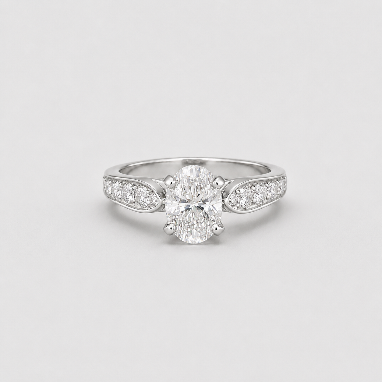 1.50 Ct. Lab-Grown Diamond Oval Cut Solitaire With Accent Ring (VS-EF)