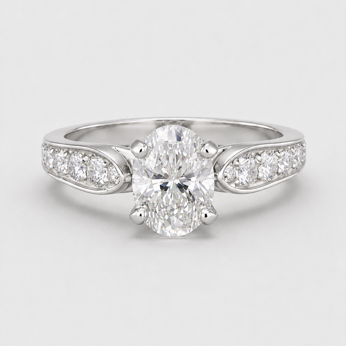 1.50 Ct. Lab-Grown Diamond Oval Cut Solitaire With Accent Ring (EF-VS)