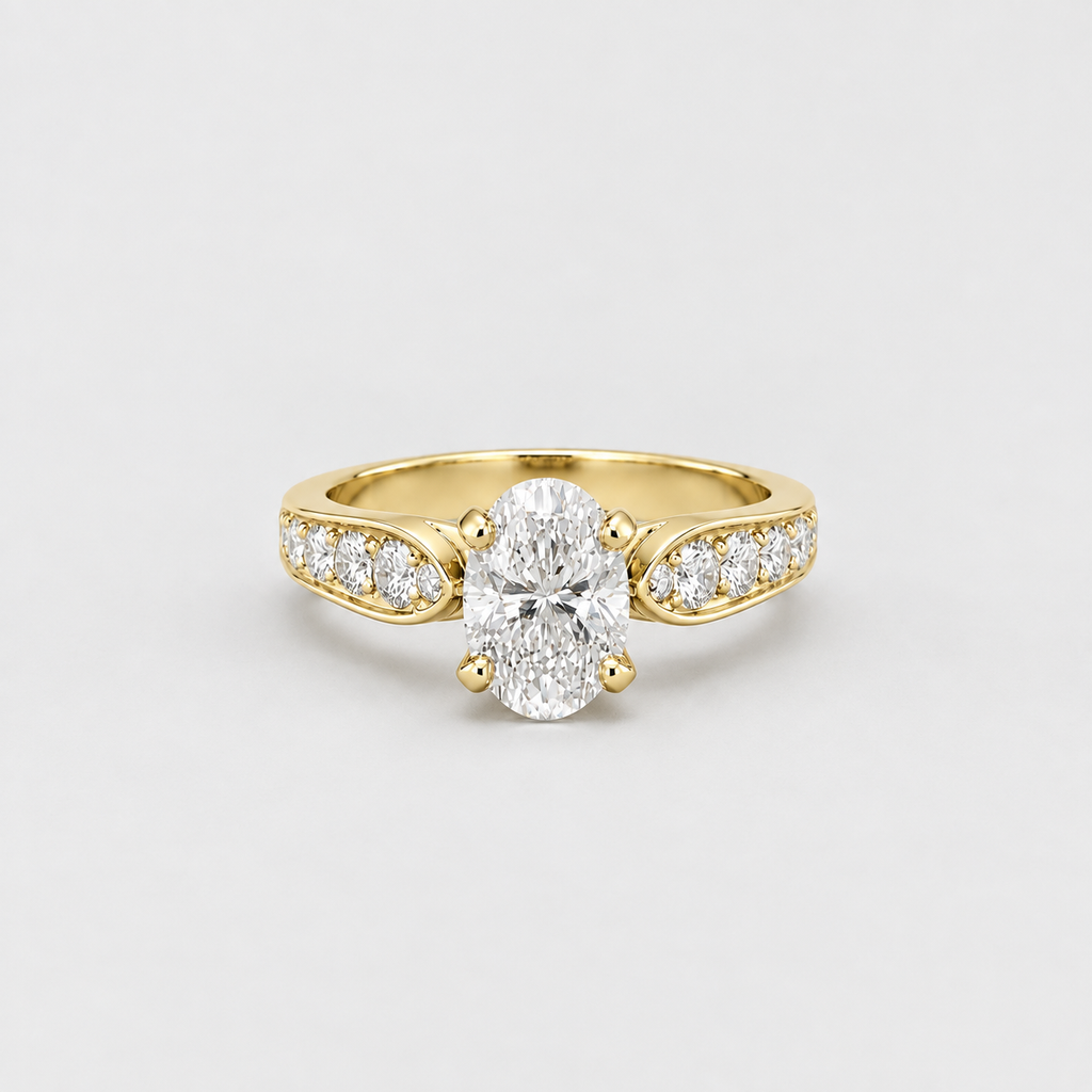 1.50 Ct. Lab-Grown Diamond Oval Cut Solitaire With Accent Ring (VS-EF)