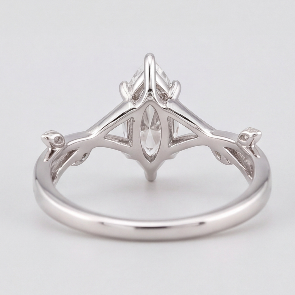 1.30 Ct. Marquise cut Lab Grown Diamond Solitaire With Accents Ring (VS-EF)