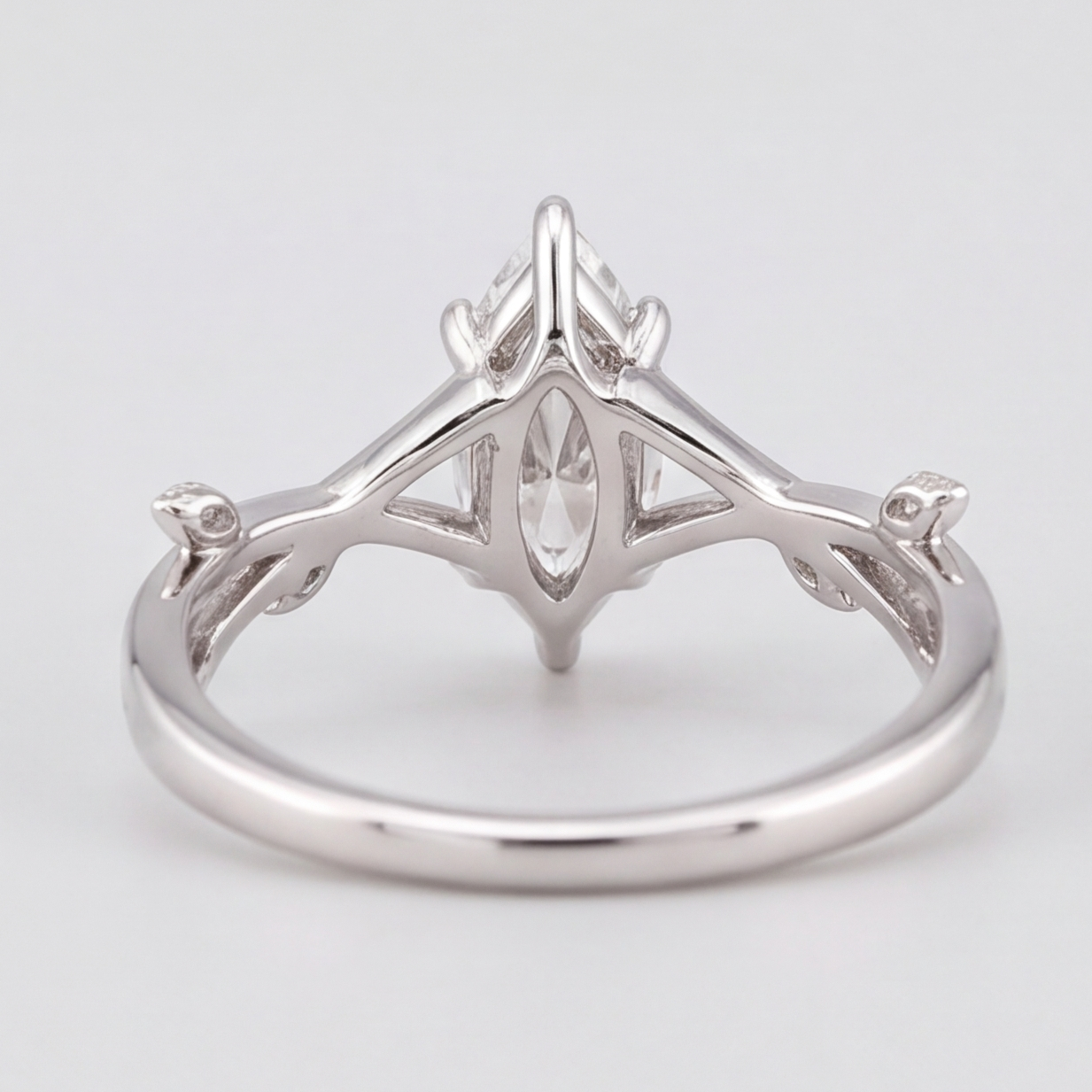 1.30 Ct. Marquise cut Lab Grown Diamond Solitaire With Accents Ring (VS-EF)