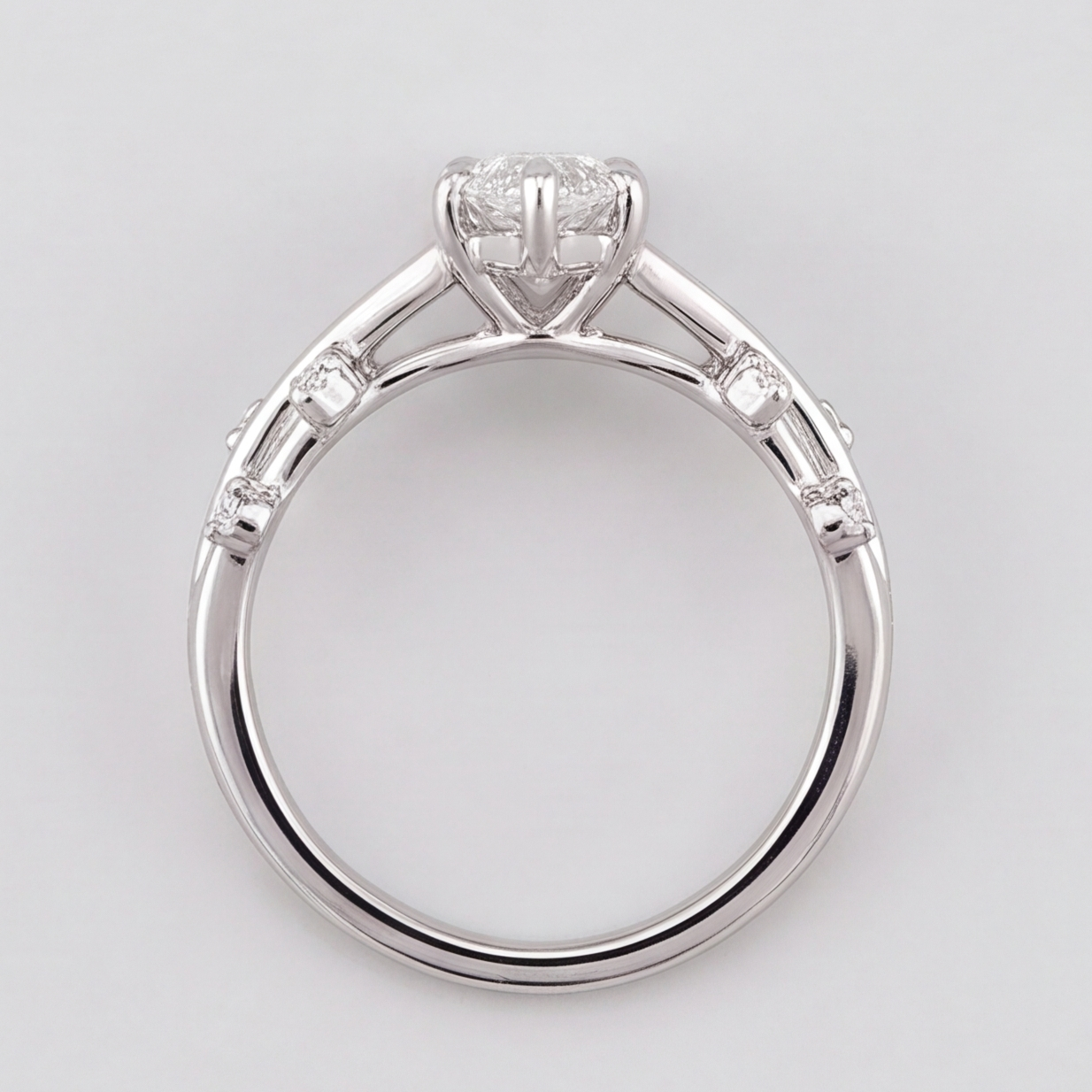 1.30 Ct. Marquise cut Lab Grown Diamond Solitaire With Accents Ring (VS-EF)