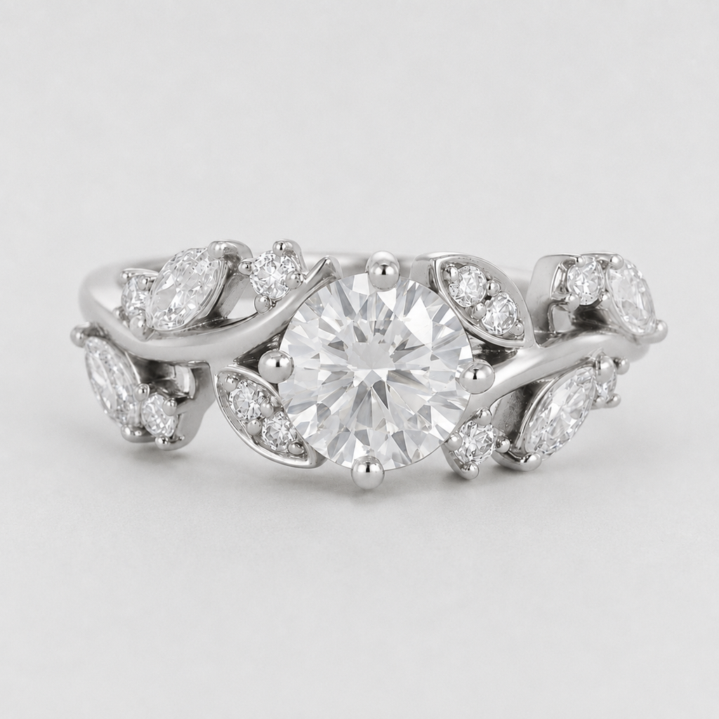2.40 Ct Lab Grown Diamond Round Cut Solitaire With Accents Ring (VS-EF)