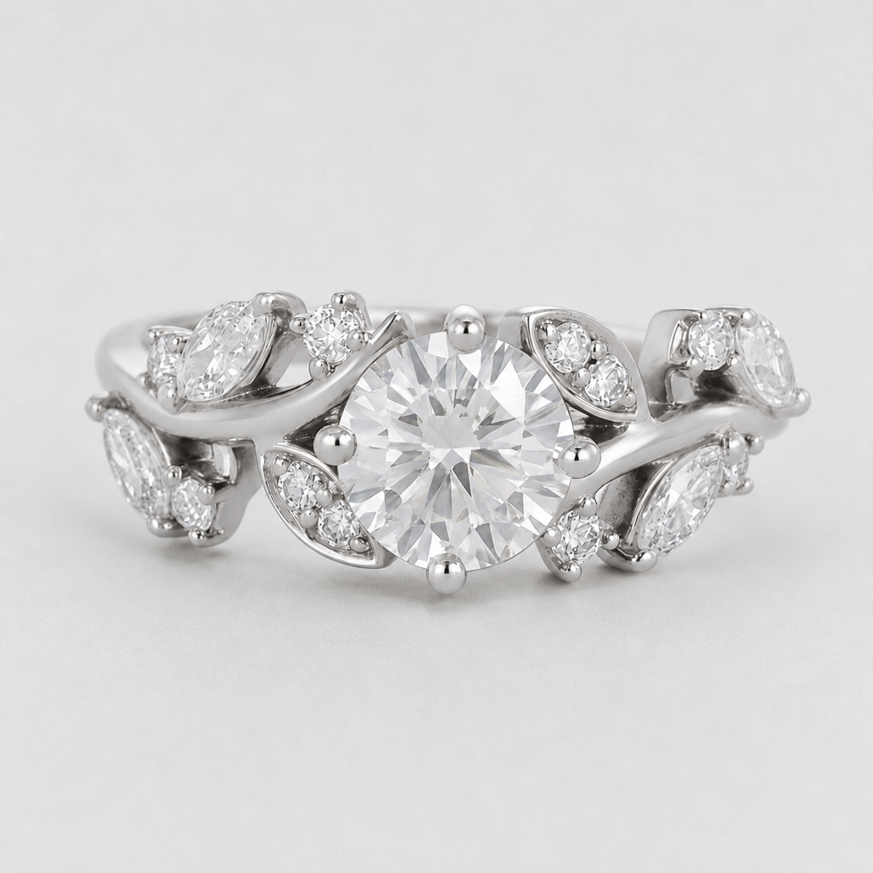 2.40 Ct Lab Grown Diamond Round Cut Solitaire With Accents Ring (VS-EF)