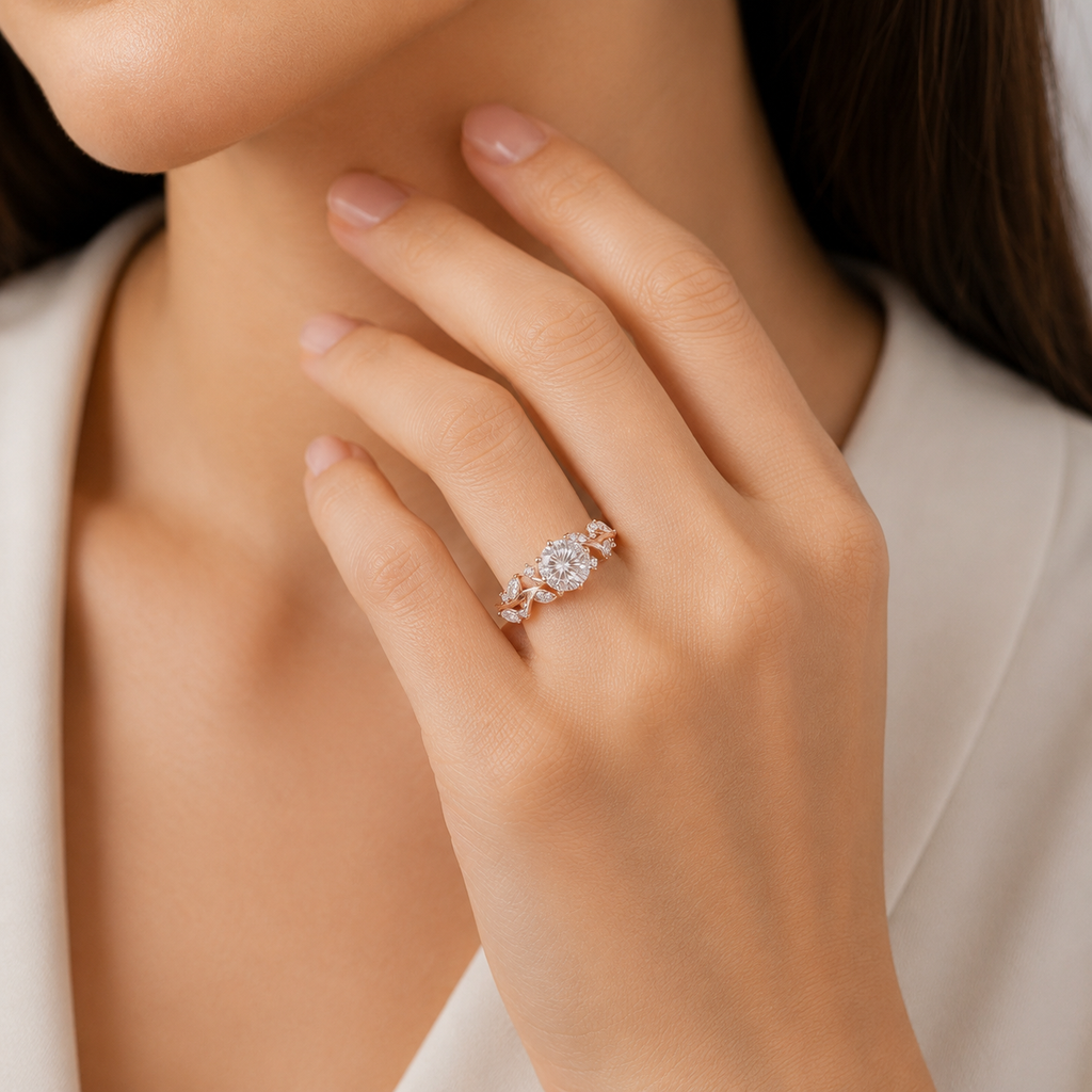 2.40 Ct Lab Grown Diamond Round Cut Solitaire With Accents Ring (VS-EF)