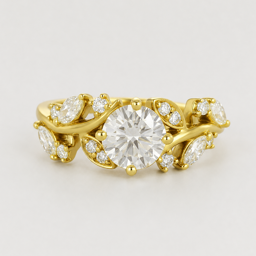 2.40 Ct Lab Grown Diamond Round Cut Solitaire With Accents Ring (VS-EF)
