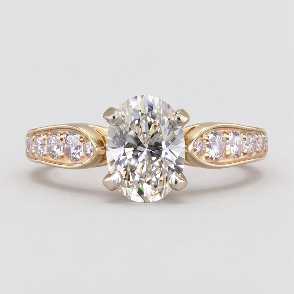 1.50 Ct. Lab-Grown Diamond Oval Cut Solitaire With Accent Ring (EF-VS)
