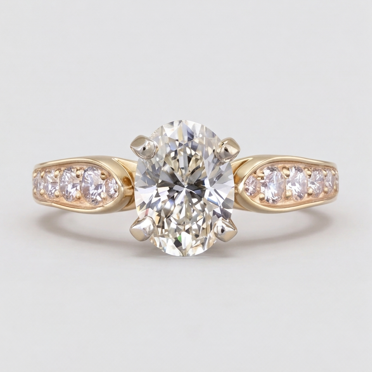 1.50 Ct. Lab-Grown Diamond Oval Cut Solitaire With Accent Ring (EF-VS)