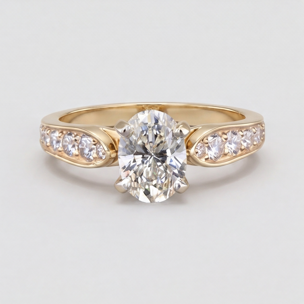 1.50 Ct. Lab-Grown Diamond Oval Cut Solitaire With Accent Ring (EF-VS)