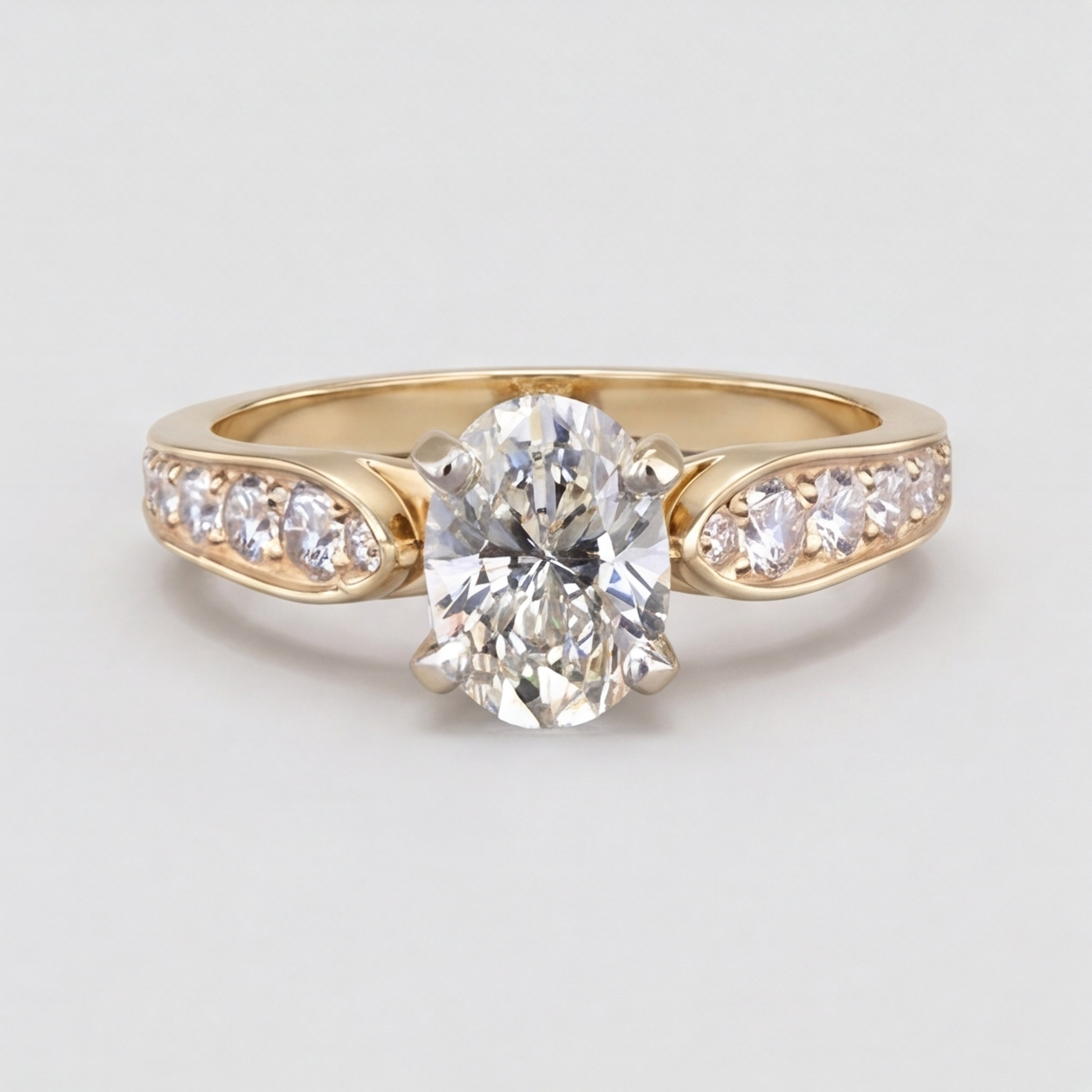 1.50 Ct. Lab-Grown Diamond Oval Cut Solitaire With Accent Ring (EF-VS)