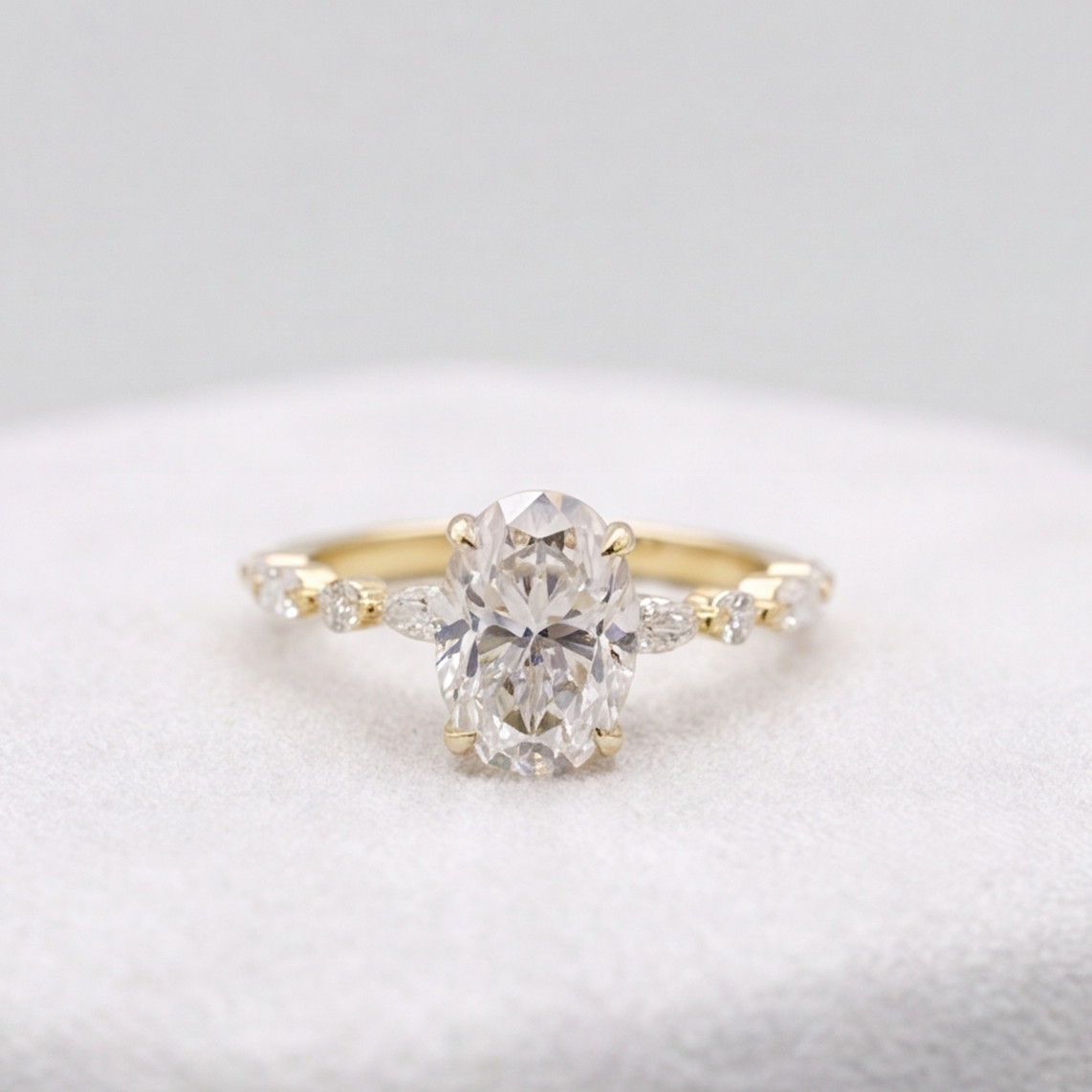 2.50 Ct. Oval Cut Lab Grown Diamond Solitaire with Accents Ring (VS-EF)