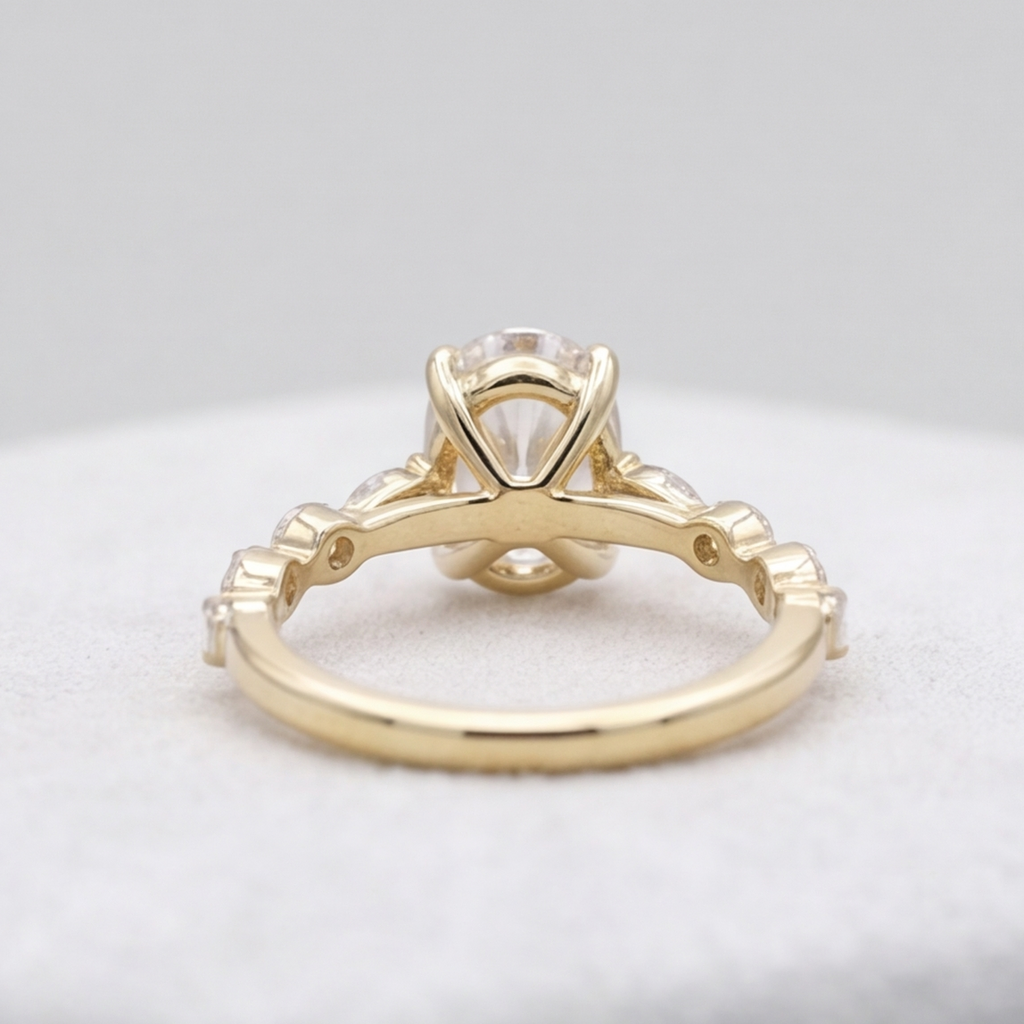 2.50 Ct. Oval Cut Lab Grown Diamond Solitaire with Accents Ring (VS-EF)