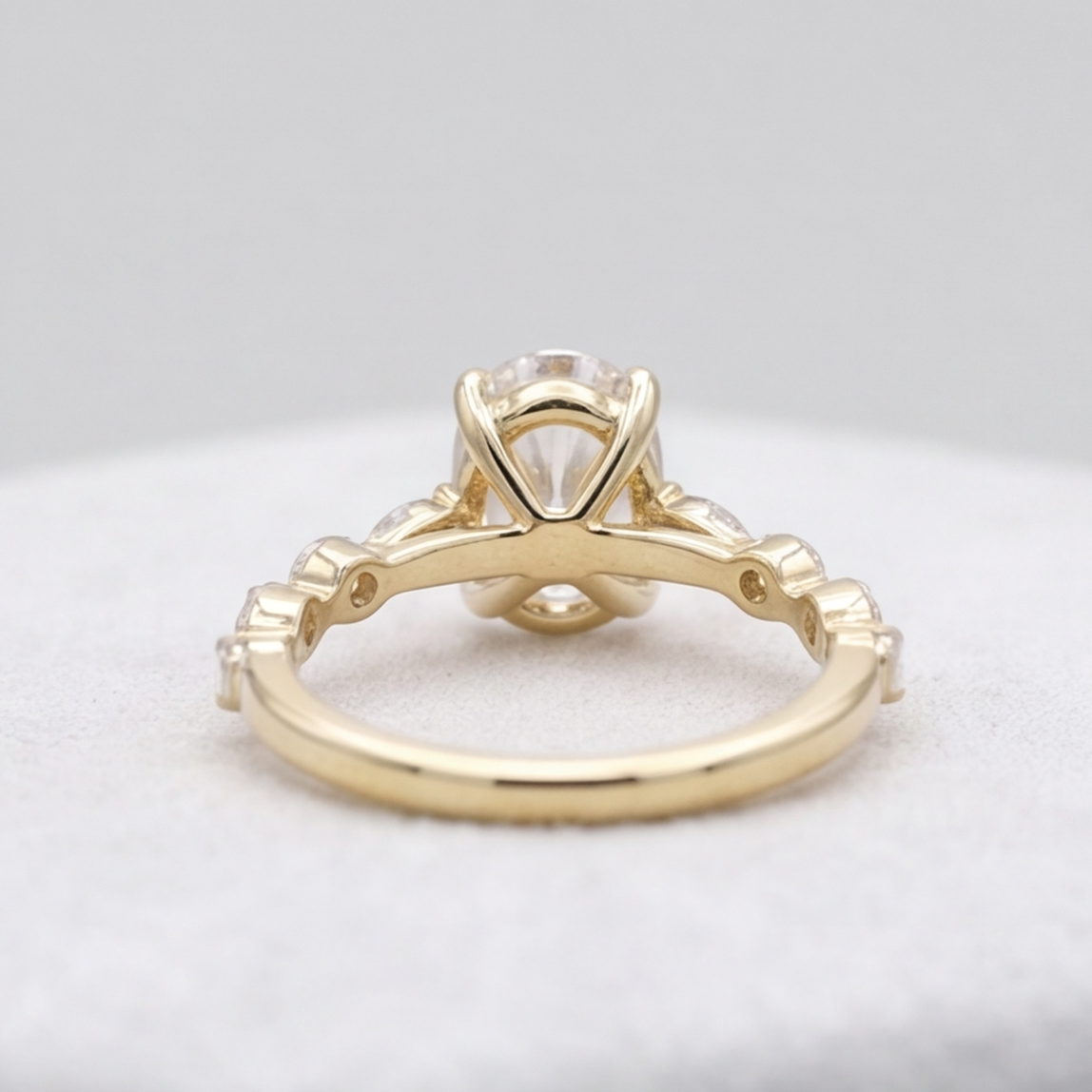 2.50 Ct. Oval Cut Lab Grown Diamond Solitaire with Accents Ring (VS-EF)