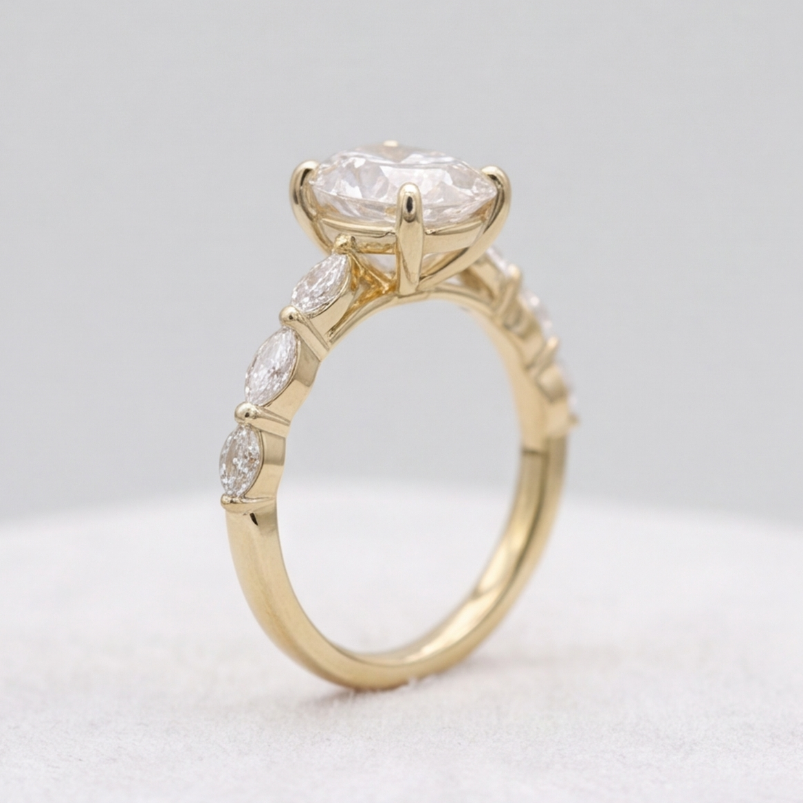 2.50 Ct. Oval Cut Lab Grown Diamond Solitaire with Accents Ring (VS-EF)
