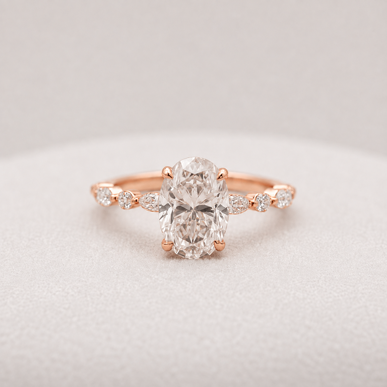 2.50 Ct. Oval Cut Lab Grown Diamond Solitaire with Accents Ring (VS-EF)