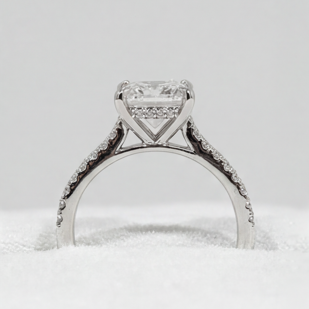 1.50 Ct. Lab Grown Diamond Princess Cut Solitaire with Accents Ring (VS-EF)