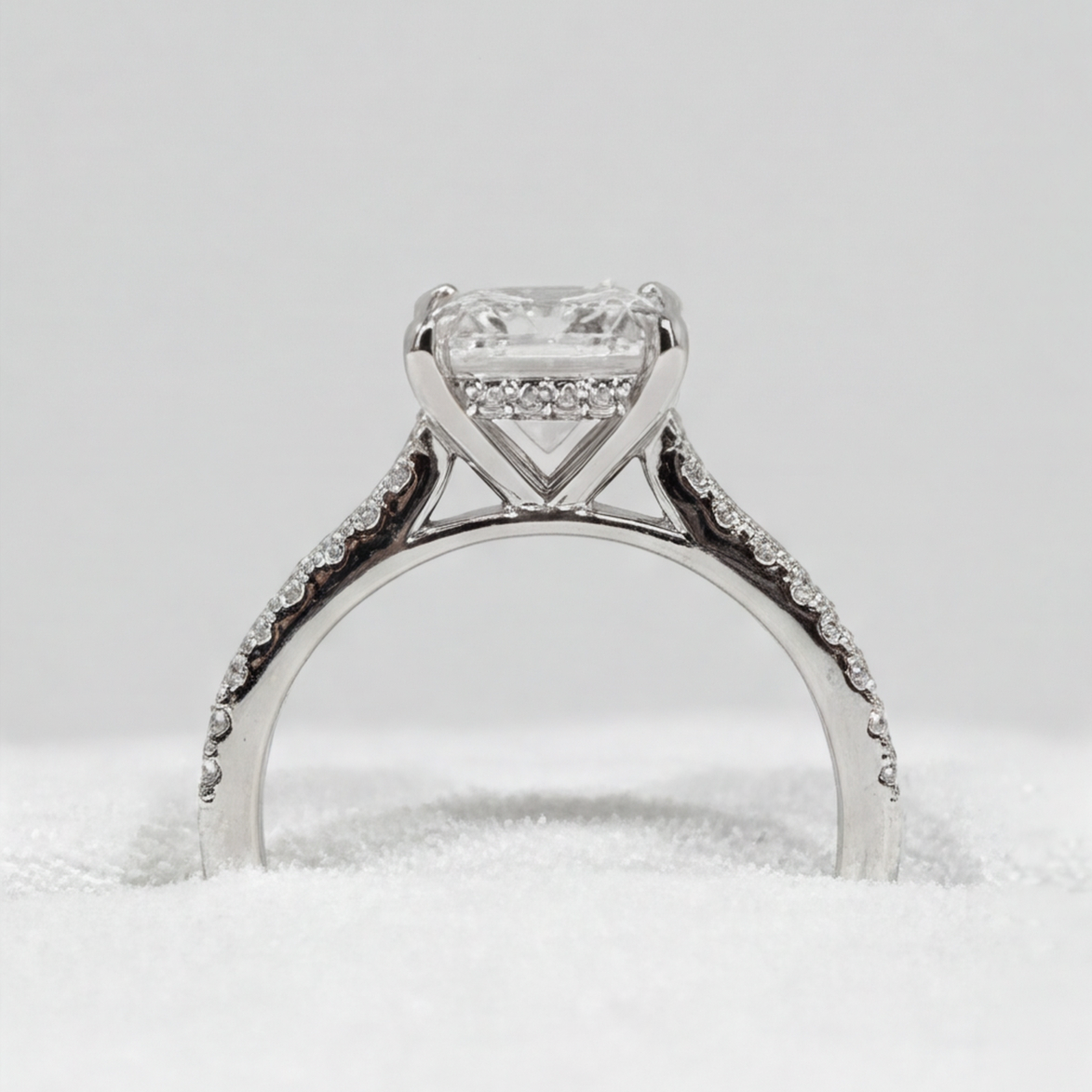1.50 Ct. Lab Grown Diamond Princess Cut Solitaire with Accents Ring (VS-EF)