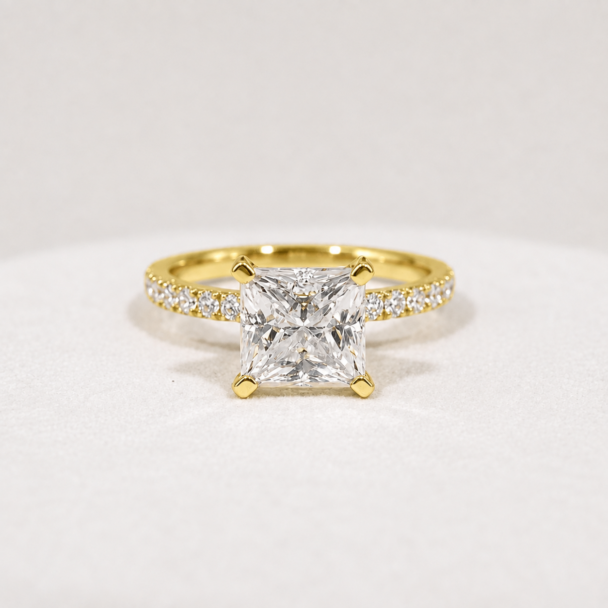 1.50 Ct. Lab Grown Diamond Princess Cut Solitaire with Accents Ring (VS-EF)