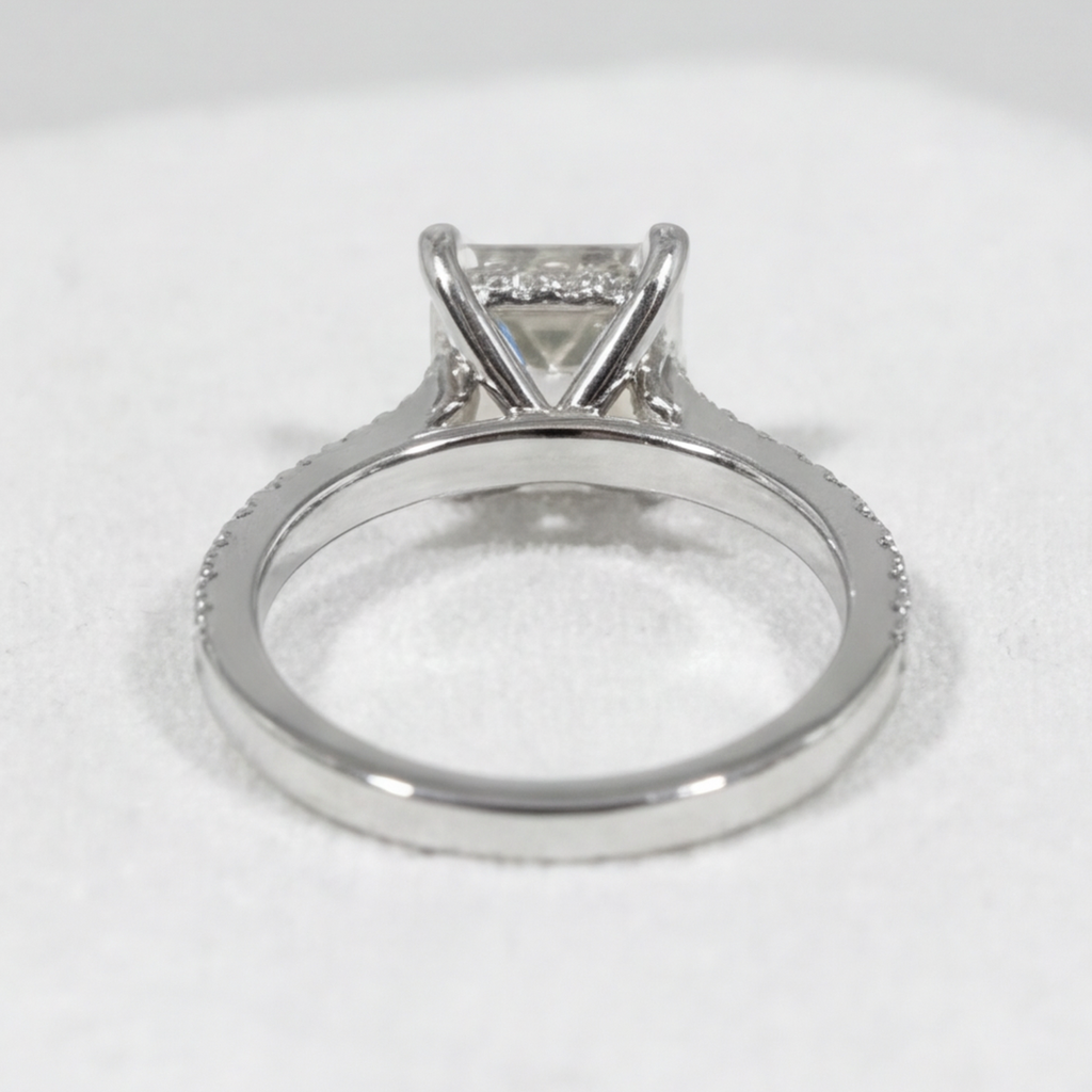 1.50 Ct. Lab Grown Diamond Princess Cut Solitaire with Accents Ring (VS-EF)