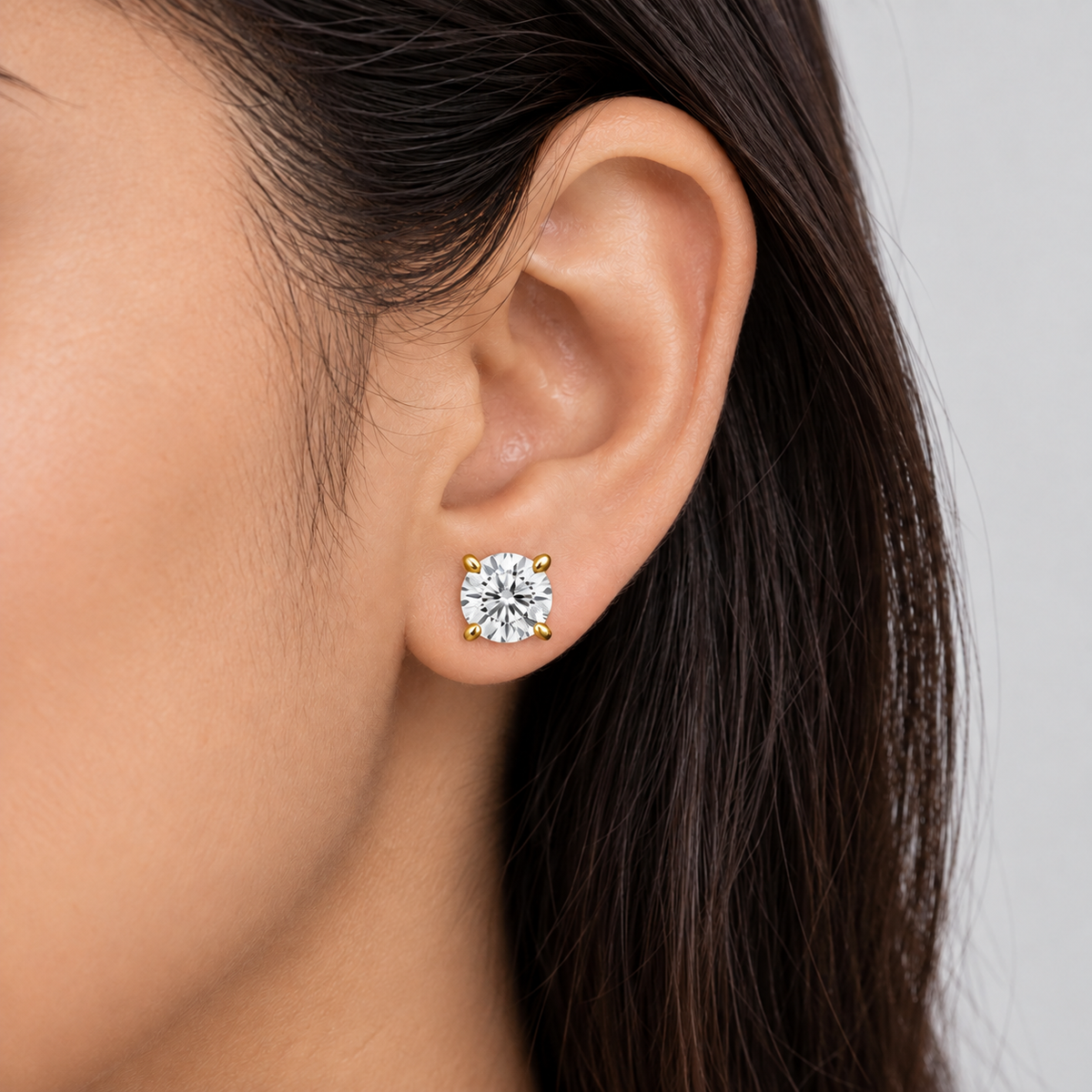 2 Ct. Lab Grown Diamond Round Cut Stud Earrings (VS-EF)