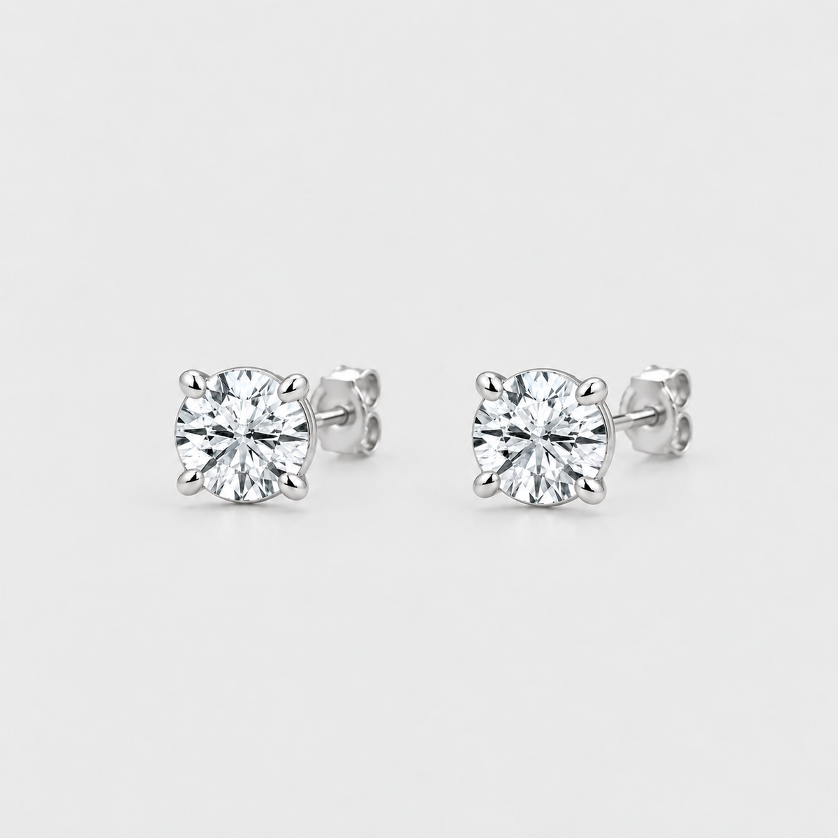 2 Ct. Lab Grown Diamond Round Cut Stud Earrings (VS-EF)